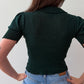 1970s Vintage Forest Green Knit Blouse