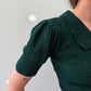 1970s Vintage Forest Green Knit Blouse