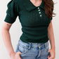 1970s Vintage Forest Green Knit Blouse