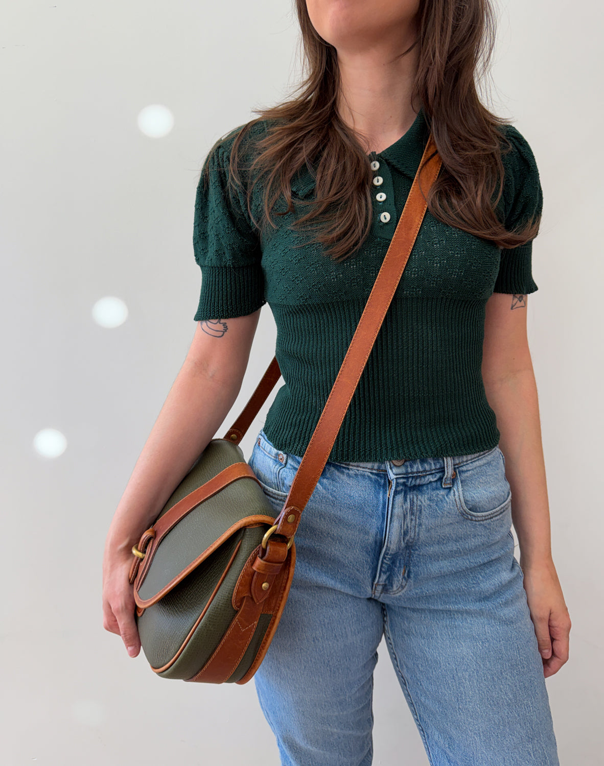 1990s Vintage COACH 4205 Lariat Bag in Green Pebble Leather - Made in Italy 1992 - RARE