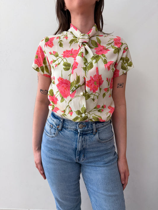1950s Vintage Peony Garden Blouse