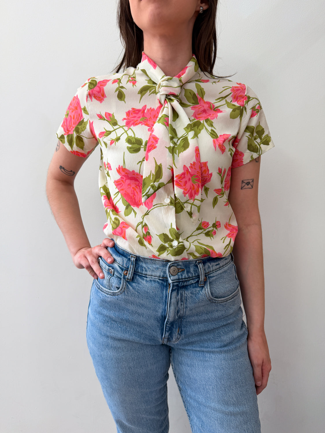 1950s Vintage Peony Garden Blouse