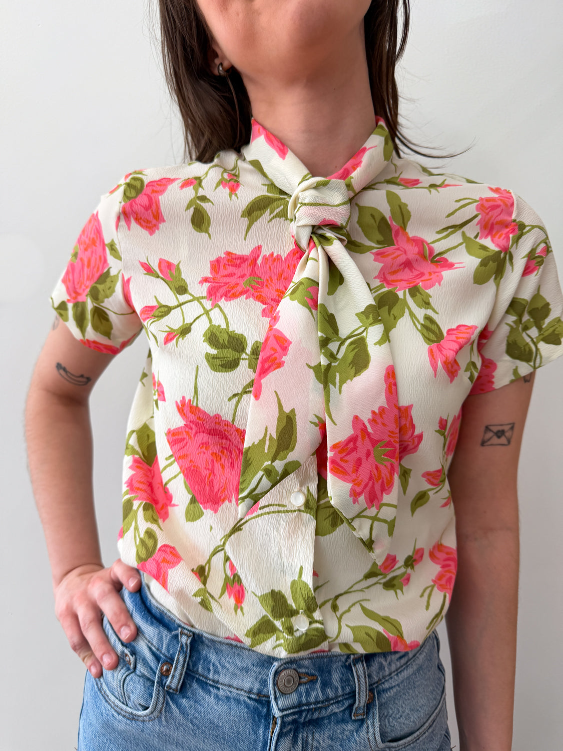 1950s Vintage Peony Garden Blouse