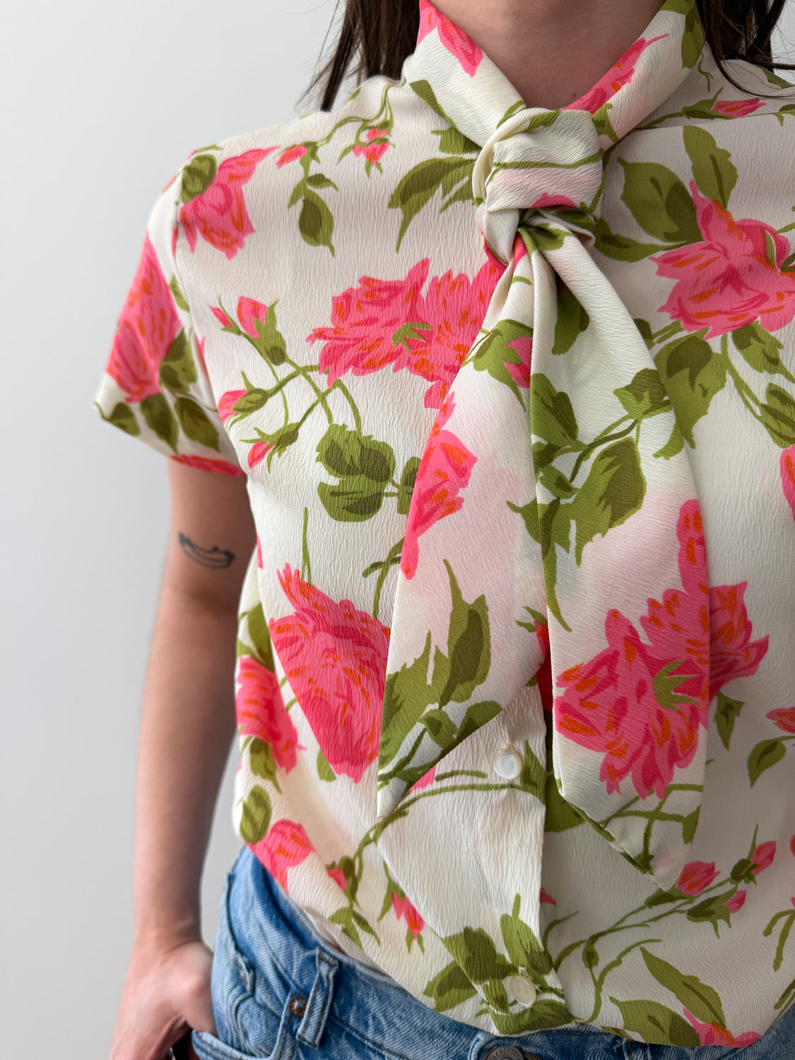 1950s Vintage Peony Garden Blouse