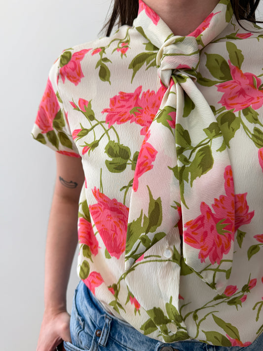 1950s Vintage Peony Garden Blouse