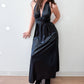 1970s Vintage Wet Look Black Disco Liquid Fabric Halter Maxi Wrap Dress