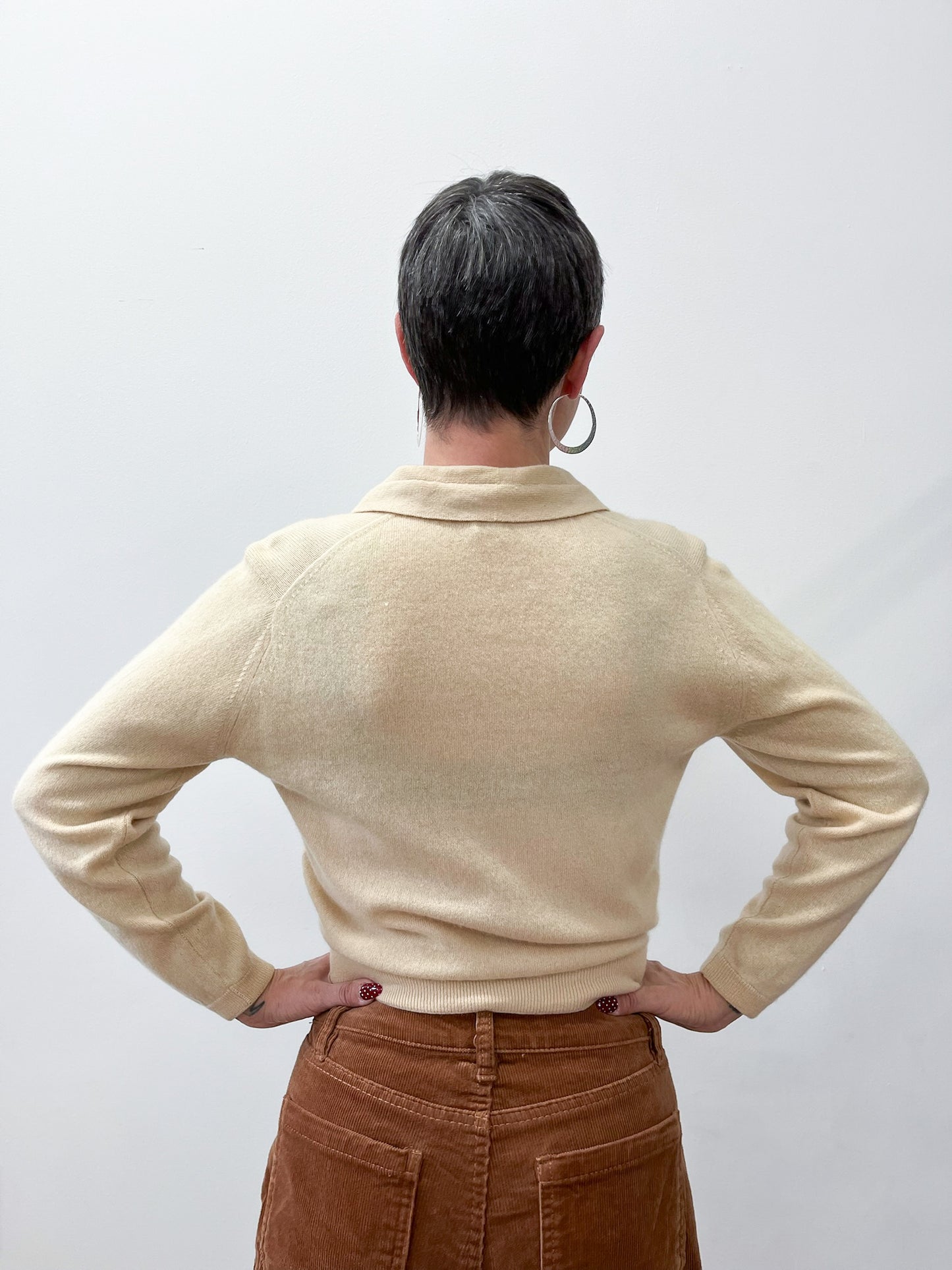 1950s Vintage Cream Cashmere Cardigan Made in Scotland for Abercrombie & Fitch