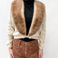 1950s Vintage Cream 100% Pure Virgin Cashmere Cardigan with Mink Collar