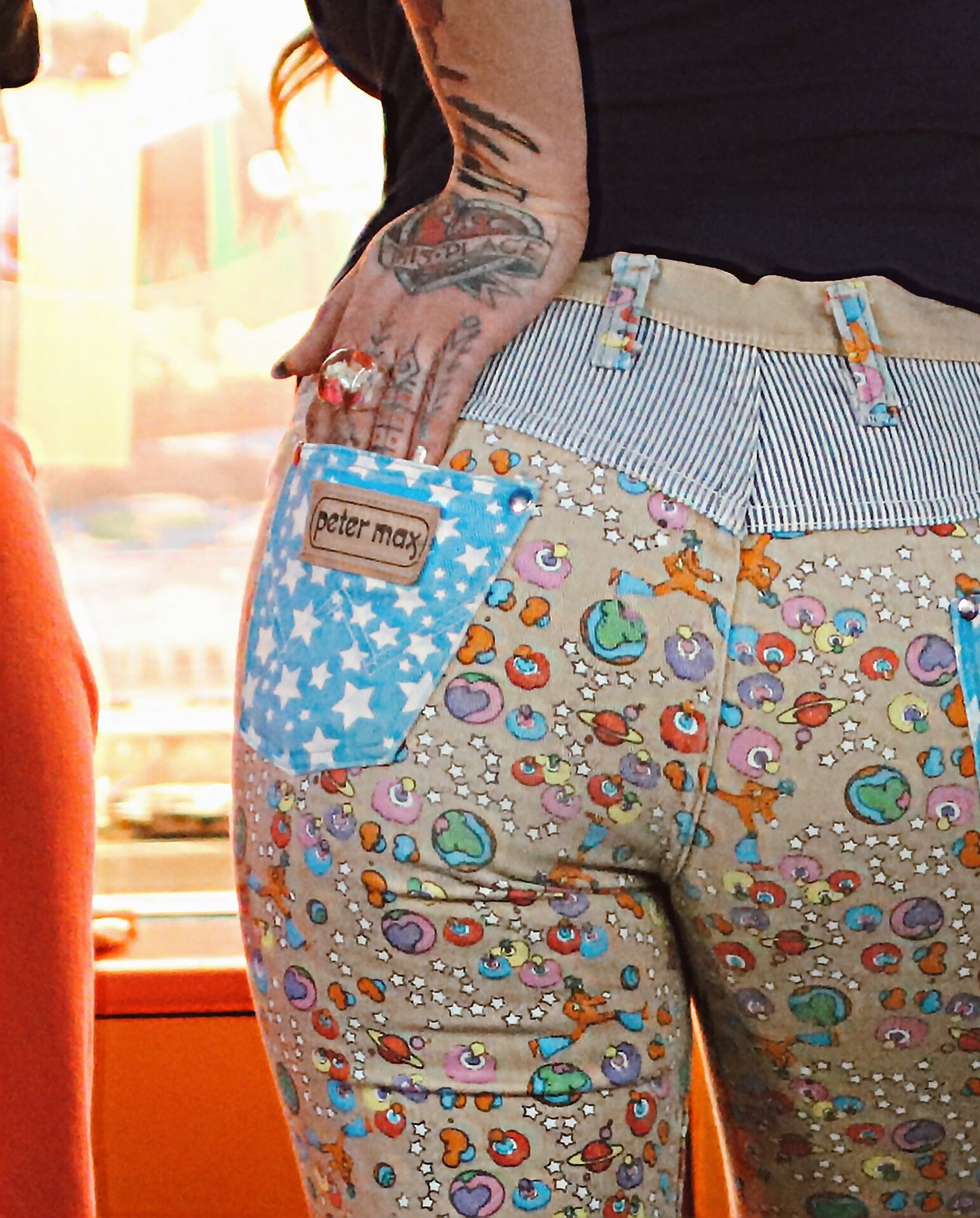 1970s Vintage Wrangler x Peter Max Cosmic Jump Patchwork Pop Art Jeans - RARE & ICONIC