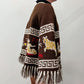 1970s Vintage Zodiac Astrology Knit Bell Sleeved Fringe Cardigan Sweater RARE!