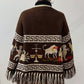 1970s Vintage Zodiac Astrology Knit Bell Sleeved Fringe Cardigan Sweater RARE!