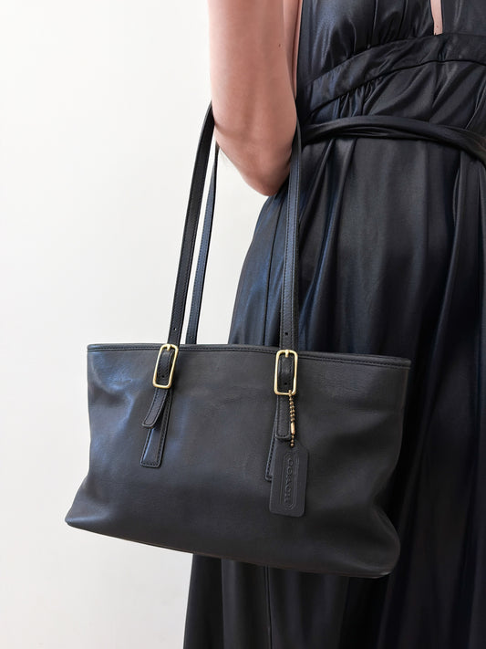 Y2K 2000s COACH 9813 Legacy Medium West Market Tote Purse in Black Leather