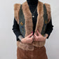 1990s Vintage Suede & Fur Embroidered Vest by Bebe Moda