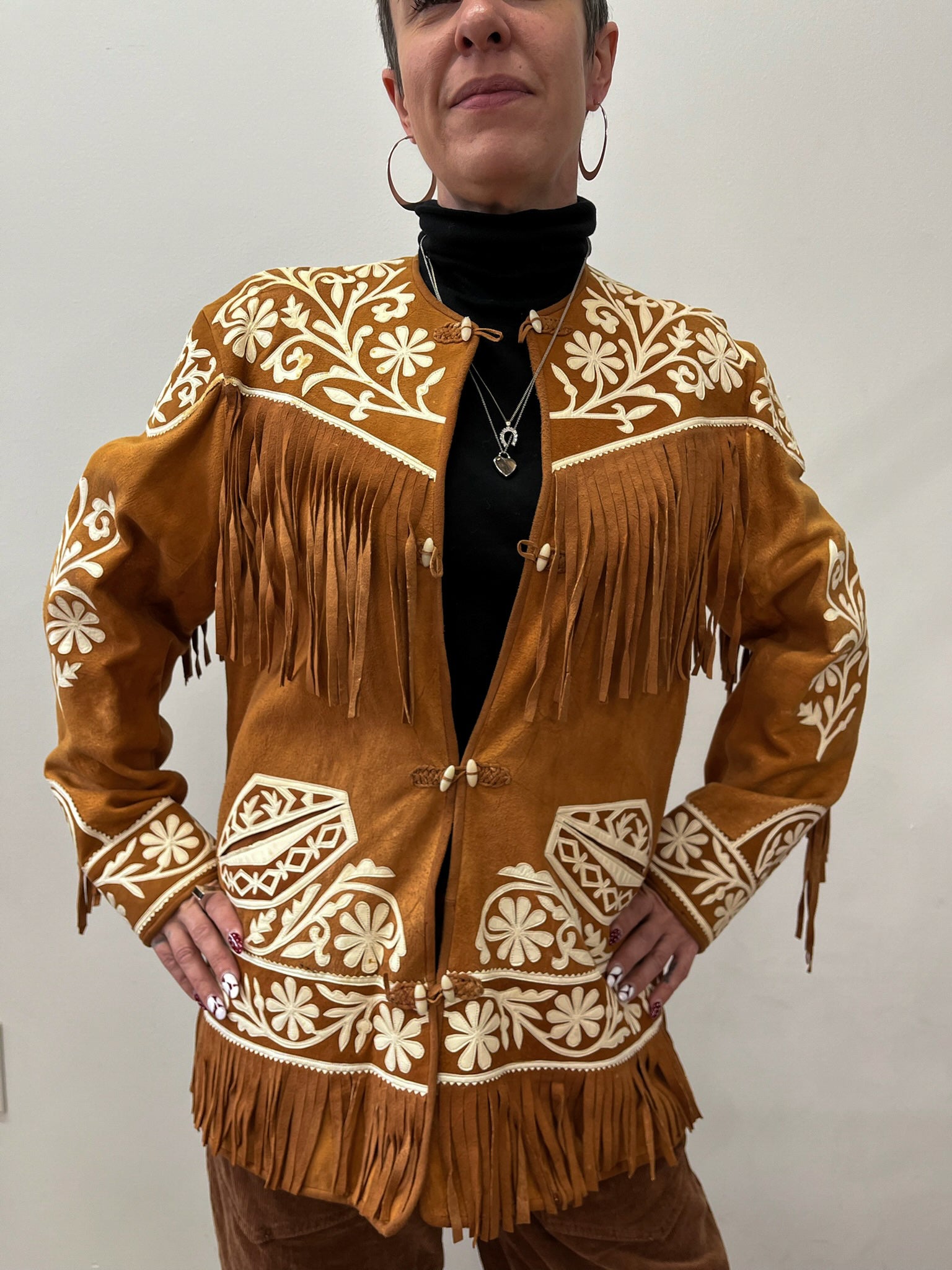 1940s - 1950s Vintage Mexican Tamaulipeca Cuera Embroidered Jacket