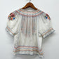 1930s Vintage Hungarian Embroidered Gauze Folk Peasant Blouse