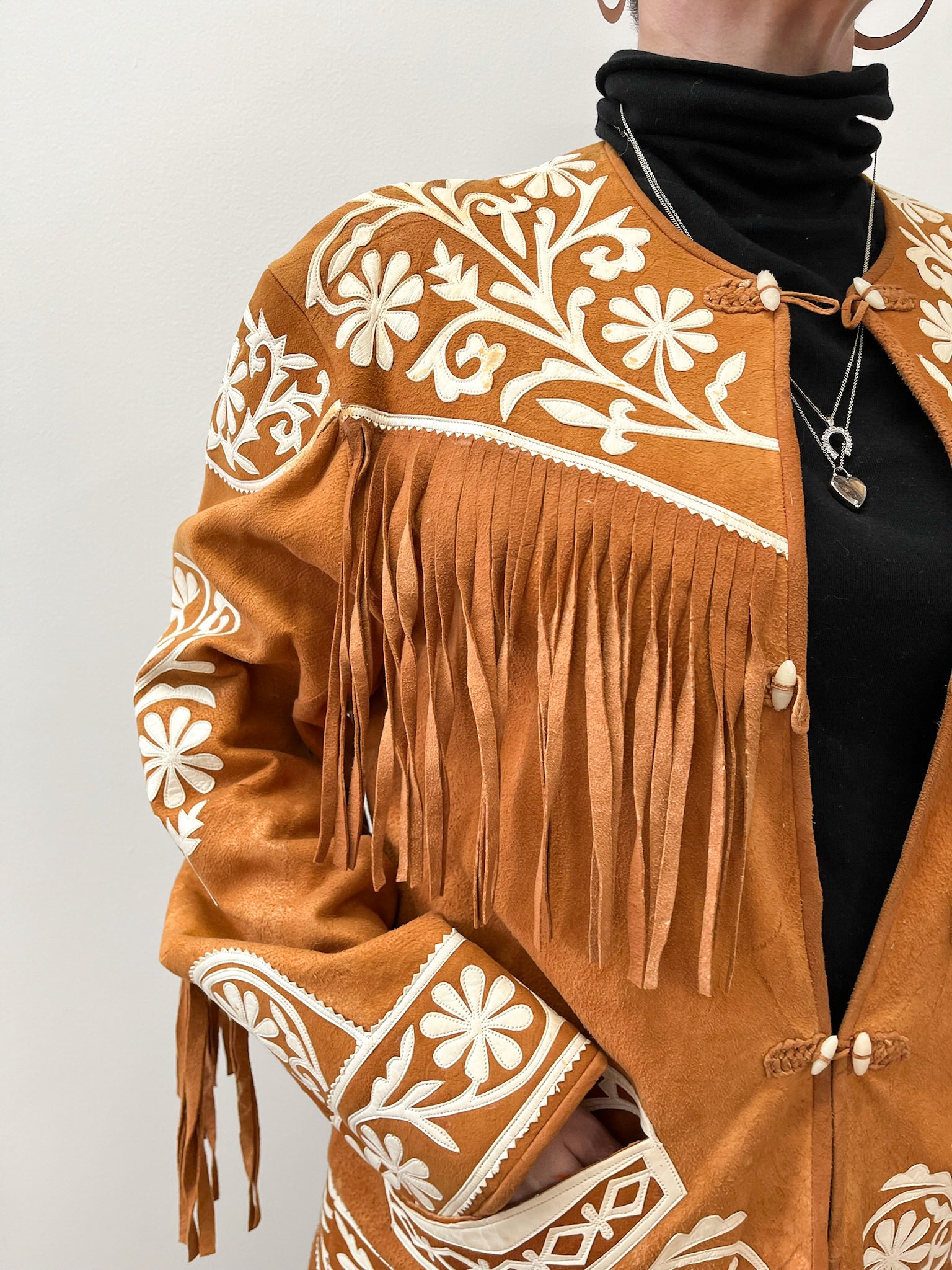 1940s - 1950s Vintage Mexican Tamaulipeca Cuera Embroidered Jacket
