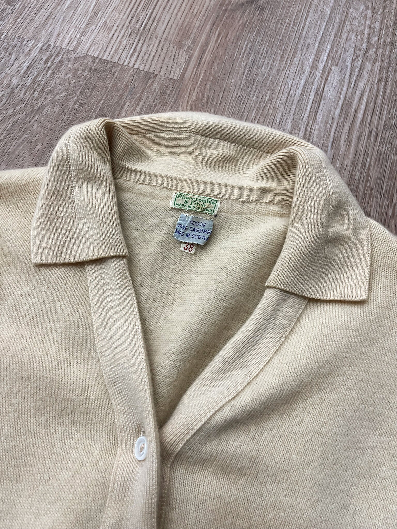 1950s Vintage Cream Cashmere Cardigan Made in Scotland for