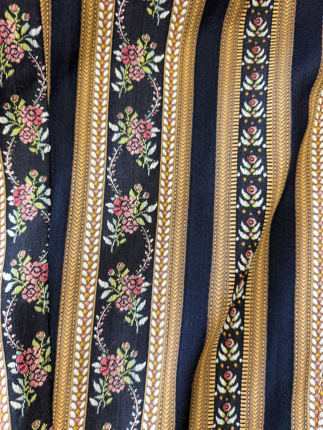 1970s Vintage Romantic Dark Floral Tapestry Duster Coat Jacket