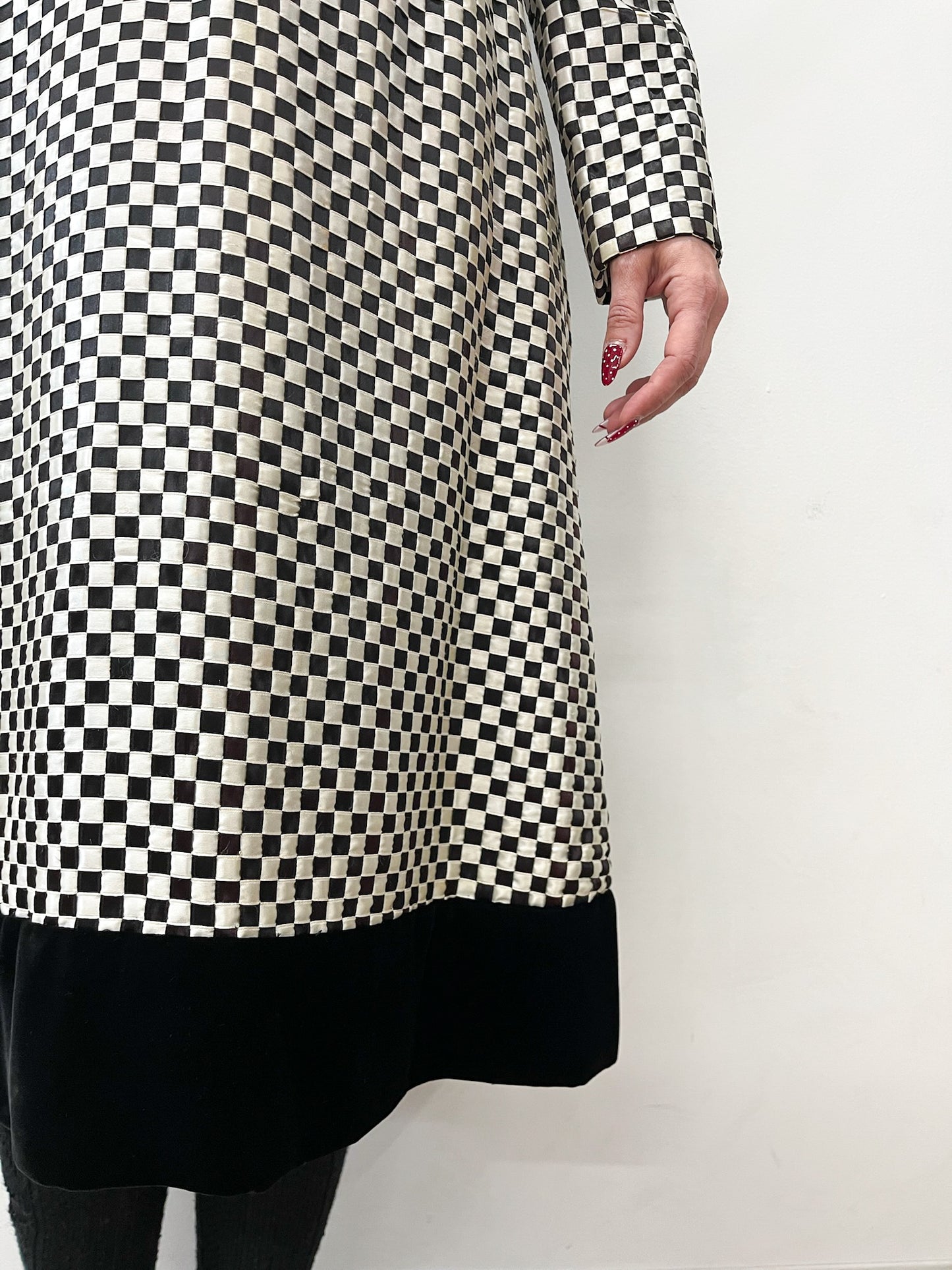 1960s Vintage Elinor Simmons for Malcolm Starr Black and White Ribbon Checkerboard Dress - RARE!