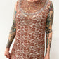 1960s Vintage Dusty Rose Lace Mod Shift Dress with Sequin Bib