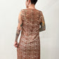 1960s Vintage Dusty Rose Lace Mod Shift Dress with Sequin Bib