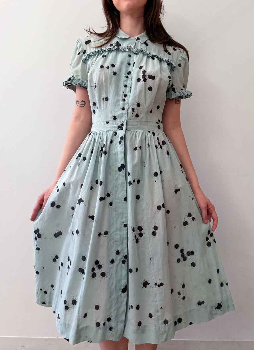 1950s Vintage Paint Splatter Fit and Flare Dress