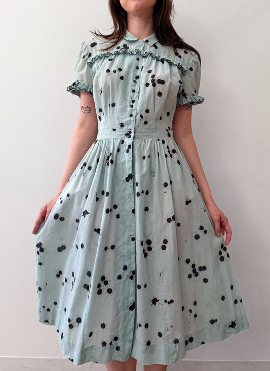 1950s Vintage Cotton Jonathan Logan Paint Splatter Fit and Flare Dress