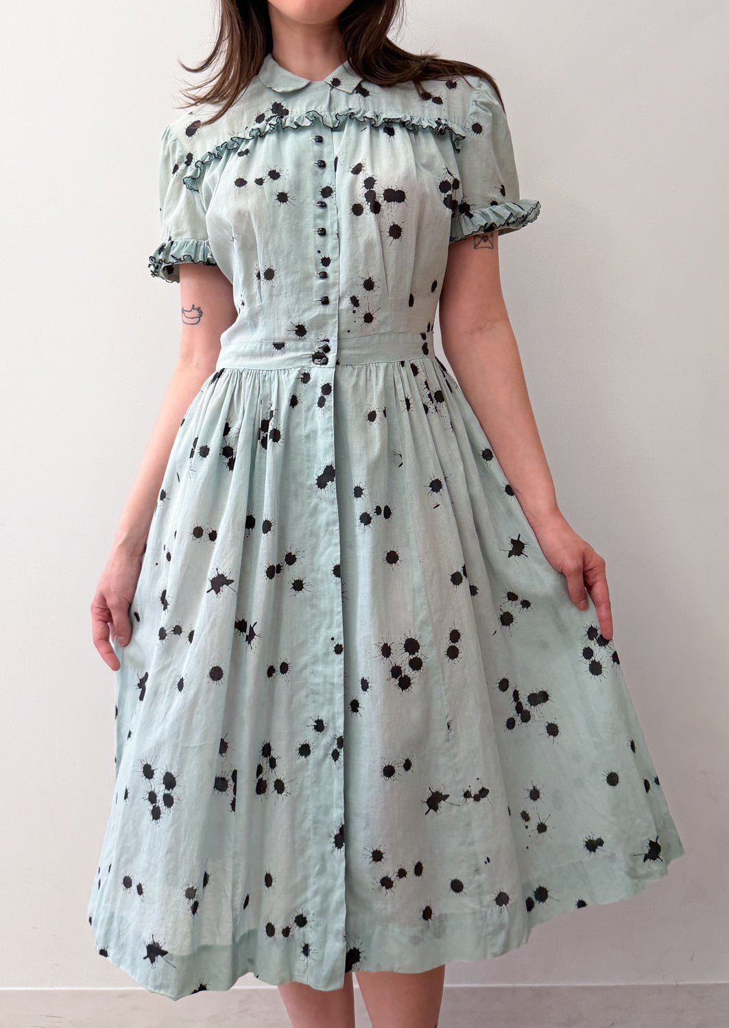 1950s Vintage Paint Splatter Fit and Flare Dress