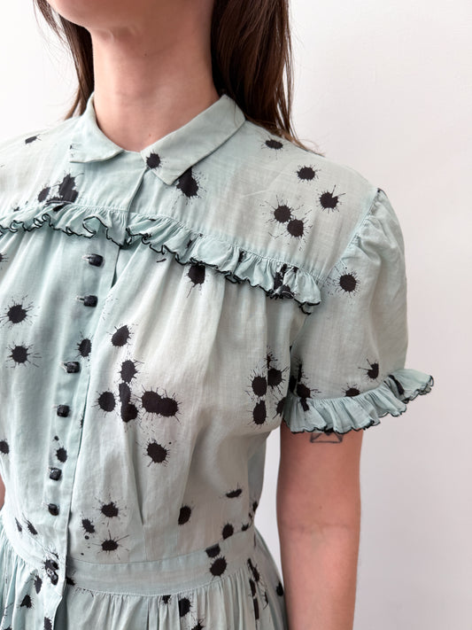 1950s Vintage Cotton Jonathan Logan Paint Splatter Fit and Flare Dress