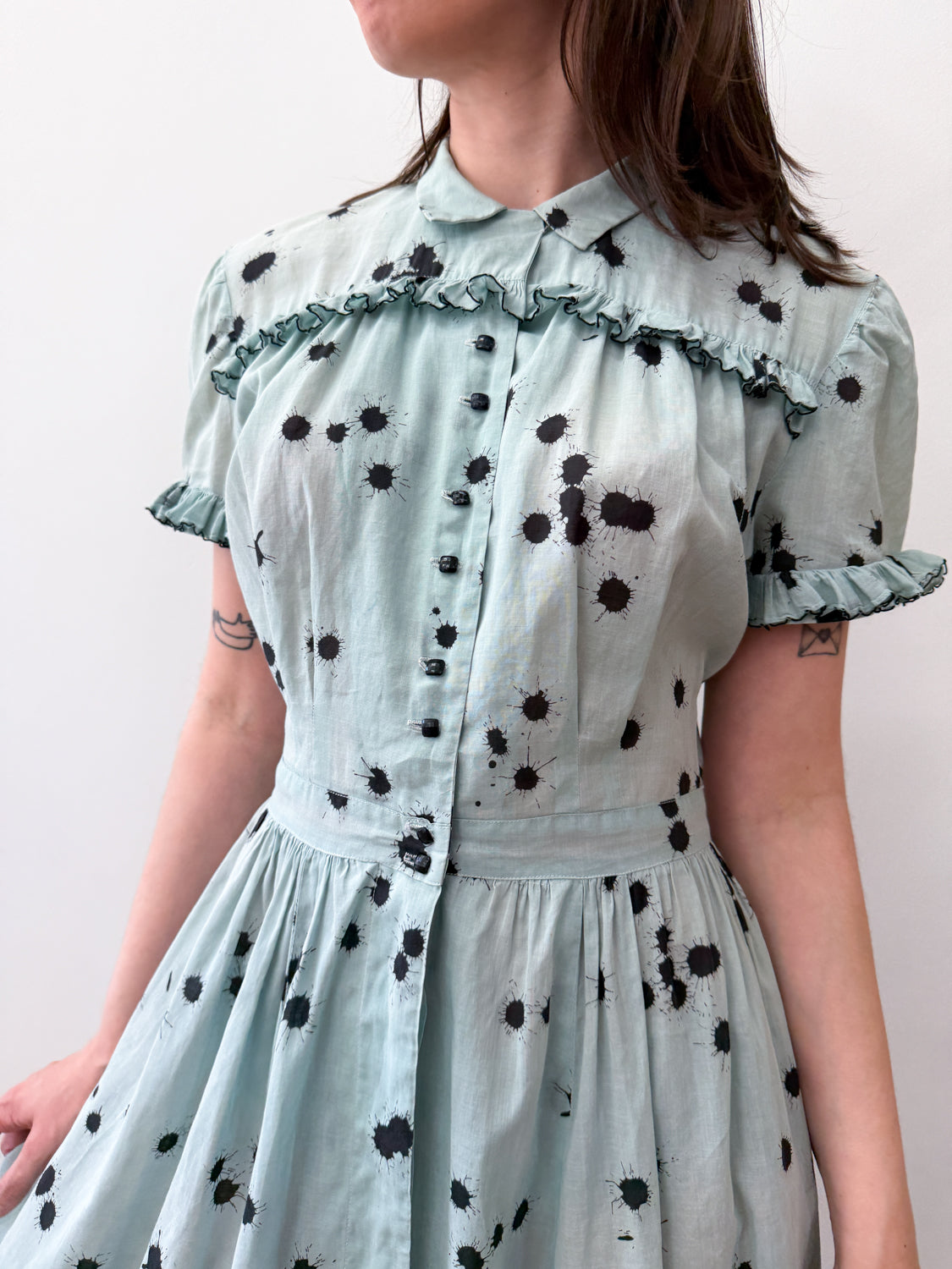 1950s Vintage Paint Splatter Fit and Flare Dress