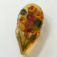 1940s Vintage Apple Juice Bakelite Flower Bouquet Reverse Carved Shoe / Dress / Money Clip