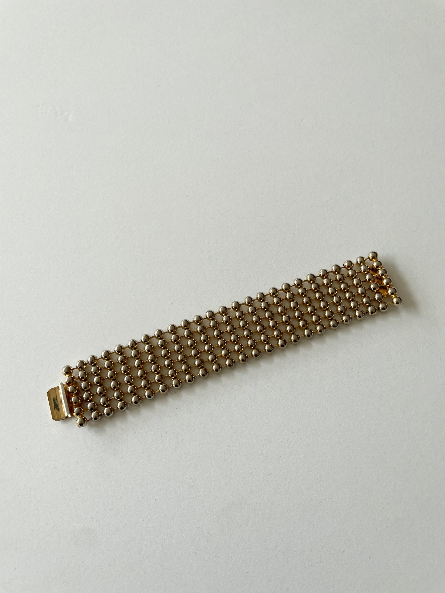 1980s Vintage Gold Tiny Ball Links Bracelet