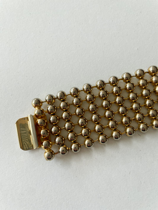1980s Vintage Gold Tiny Ball Links Bracelet