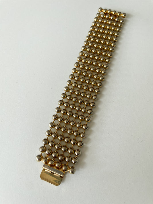 1980s Vintage Gold Tiny Ball Links Bracelet
