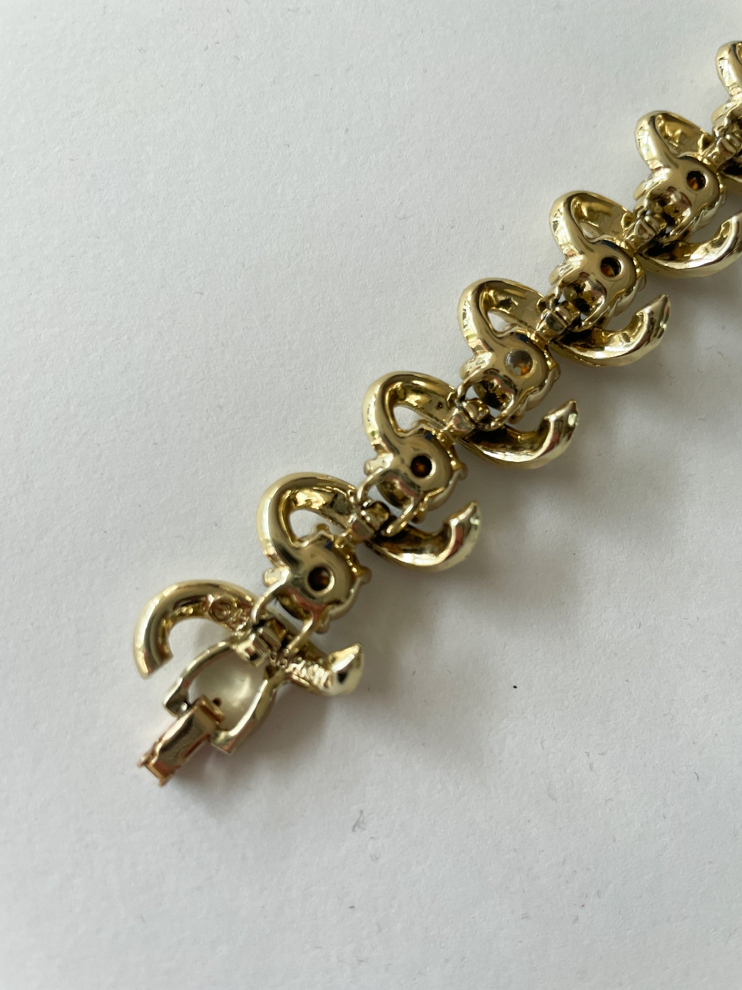 1950s Vintage Rhinestone Studded Golden Bracelet