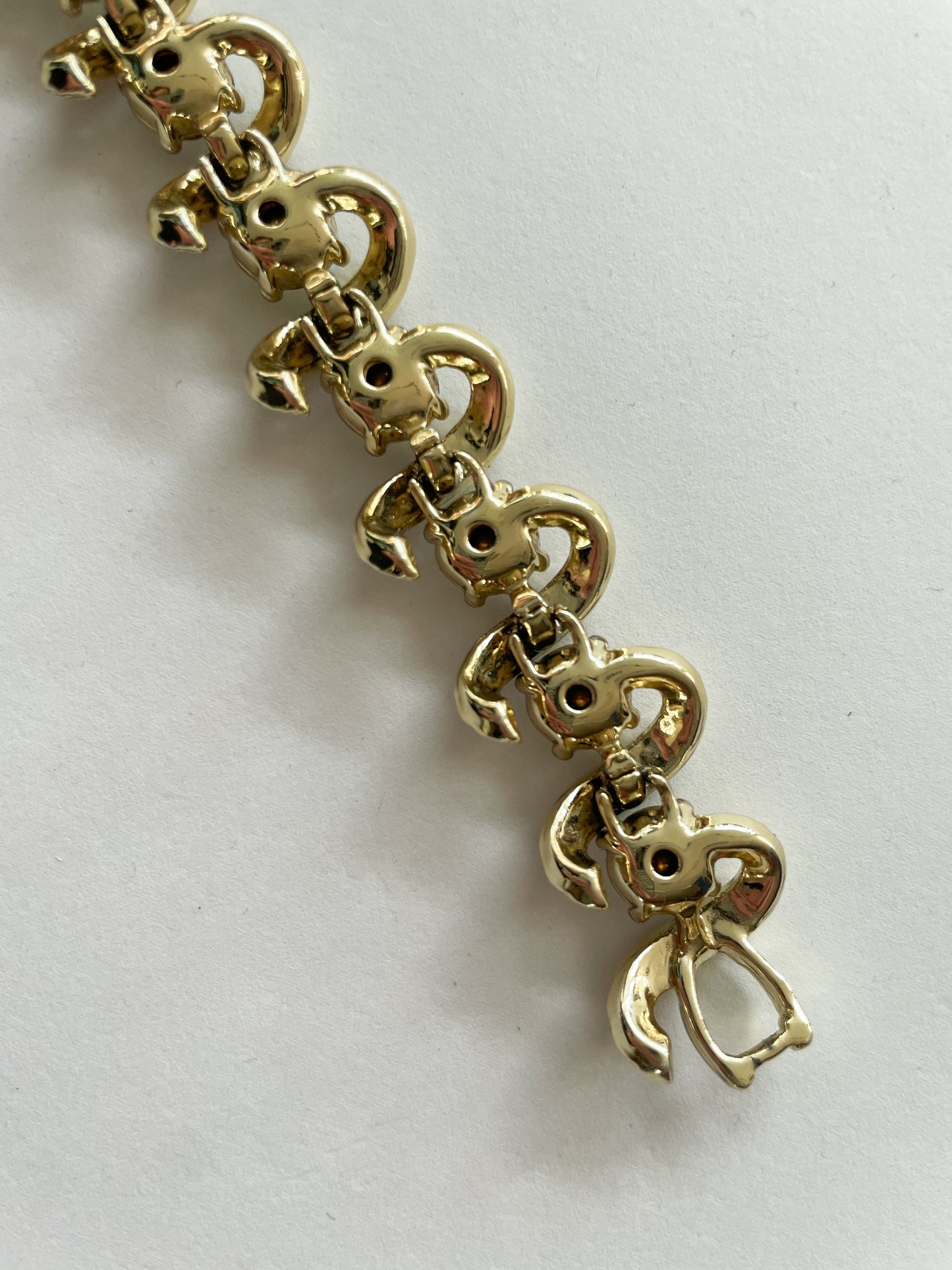 1950s Vintage Rhinestone Studded Golden Bracelet