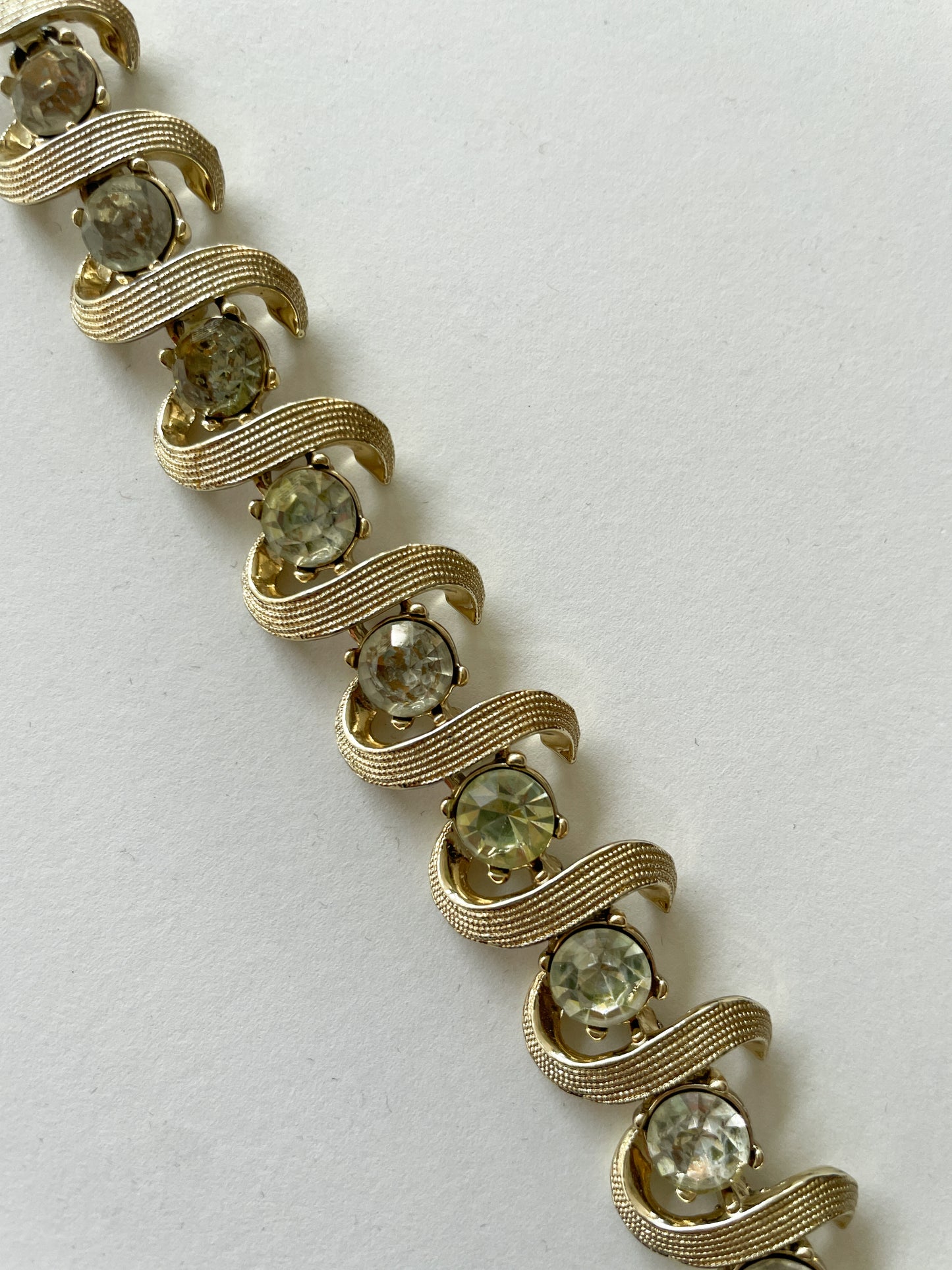 1950s Vintage Rhinestone Studded Golden Bracelet