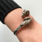1960s Vintage Sterling Silver Double Ram Heads Aries Cuff Bracelet