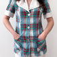 1970s Vintage Plaid Seersucker Top and Pant Two Piece Set