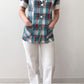 1970s Vintage Plaid Seersucker Top and Pant Two Piece Set