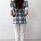1970s Vintage Plaid Seersucker Top and Pant Two Piece Set