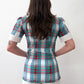 1970s Vintage Plaid Seersucker Top and Pant Two Piece Set