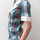 1970s Vintage Plaid Seersucker Top and Pant Two Piece Set