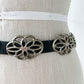 1970s Vintage Navajo Sandcast Sterling Silver and Leather Concho Belt
