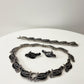 1950s Vintage Margot de Taxco Linear Serpent #5109 Enamel and Sterling 3 Piece Jewelry Set
