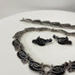 1950s Vintage Margot de Taxco Linear Serpent #5109 Enamel and Sterling 3 Piece Jewelry Set