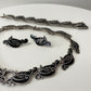 1950s Vintage Margot de Taxco Linear Serpent #5109 Enamel and Sterling 3 Piece Jewelry Set