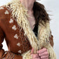 1970s Vintage Embroidered Curly Lamb Full Length Afghan Penny Lane Almost Famous Coat