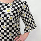 1990s does the 1960s Checkerboard Daisy Mod Ska Mini Dress
