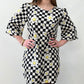 1990s does the 1960s Checkerboard Daisy Mod Ska Mini Dress